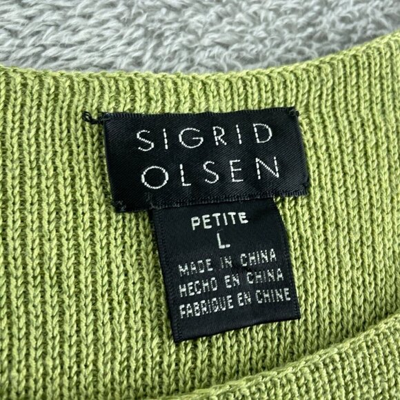 Sigrid Olsen Womens Petite L Green Sleeveless Knit Top 5054 - Picture 3 of 8